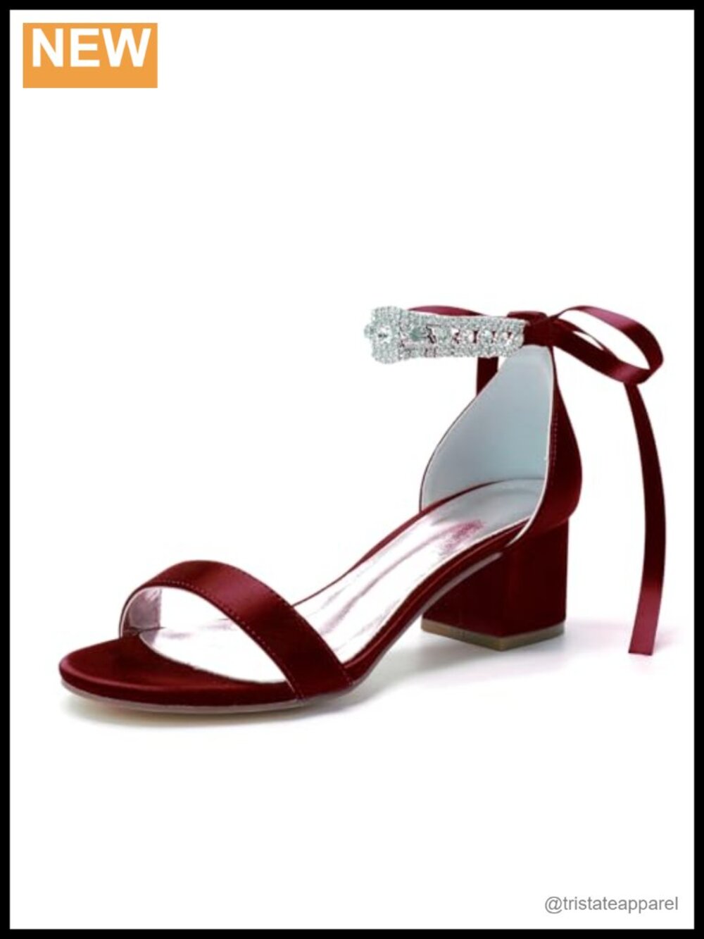 Rhinestone Block Heel Satin Pumps Low Heel Wedding Shoes Bride